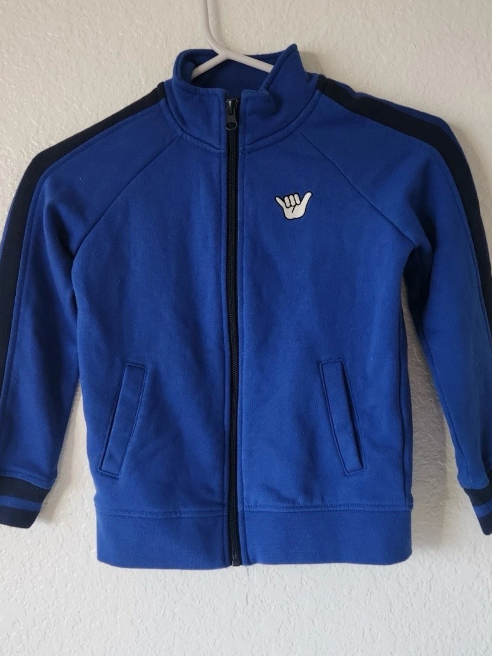 Wonder Nation Boys XS 4-5 Royal Spice Blue
Zip Up Track Jacket Shaka Hand Sign